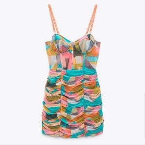 Zara CHAIN STRAP PRINT DRESS xs